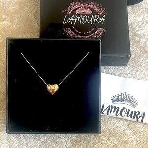 Brand New Gold Tone 3D Heart Bubble Necklace Balloon Embedded Gems Star